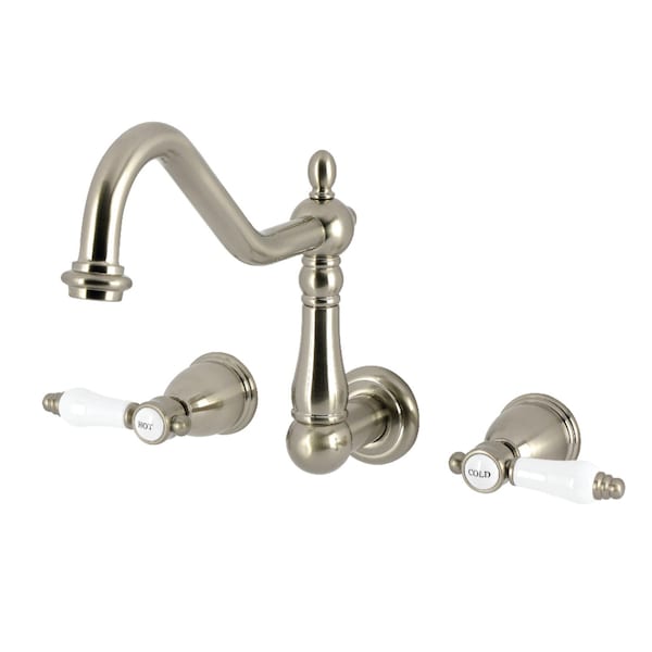 Kingston Brass Two-Handle Wall Mount Kitchen Faucet, Brushed Nickel KS1288BPL - main