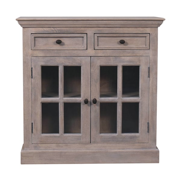 Homeroots 35in Brown Solid Wood Accent Cabinet With Two Doors And Two Drawers 720267 - main