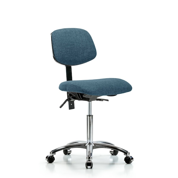Blue Ridge Ergonomics Chair, Fabric, Med Bench, Chr Casters, Blu, No Arms, 22" to 29" Height, Blue BR-FMBCH-CR-T0-A0-NF-CC-F43 - main