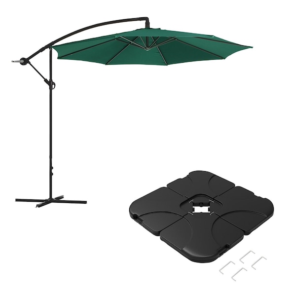 Pure Garden 10 ft Cantilever Patio Umbrella with 220lb Base and Dark Green Canopy 83-OUT5412B - main