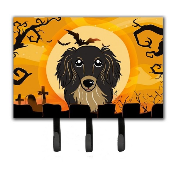 Carolines Treasures Halloween Longhair Black And Tan Dachshund Leash and Key Holder BB1771TH68 - main