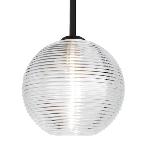 Besa Lighting Besa Kristall 8 Pendant, Clear, Black Finish, 1x 9W LED 1TT-461600-LED-BK - main