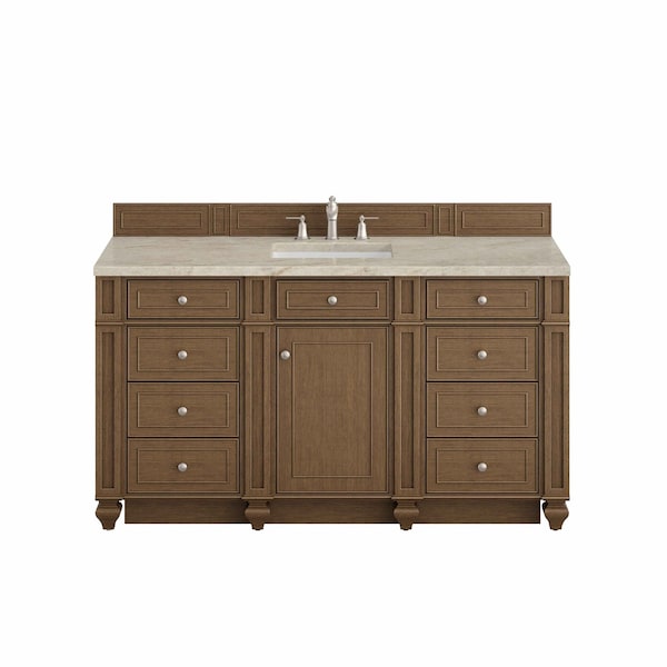 James Martin Vanities Bristol 60" Single Vanity, Saddle Brown, w/ 3 CM Tajnar Eclos Top w/FreePower Wireless Charger 157-V60S-SBR-FTJR - main