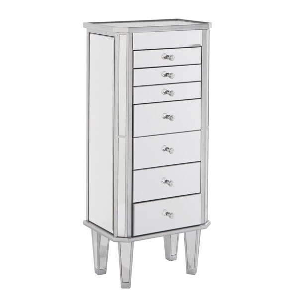Homeroots 18" Silver Mirrored Writing Desk With Seven Drawers 402023 - main