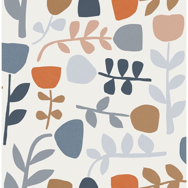 A-Street Prints Juni Orange Abstract Tulips Wallpaper 4066-26535 - main