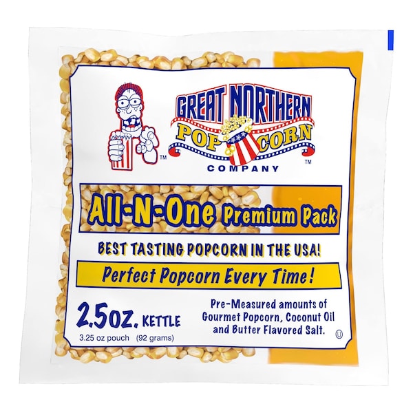 Great Northern Popcorn 2.5oz Popcorn Machine Popcorn Packets Pre-Measured, Movie Theater Style, All in One Gourmet Kernels 83-DT6190-IMP - main