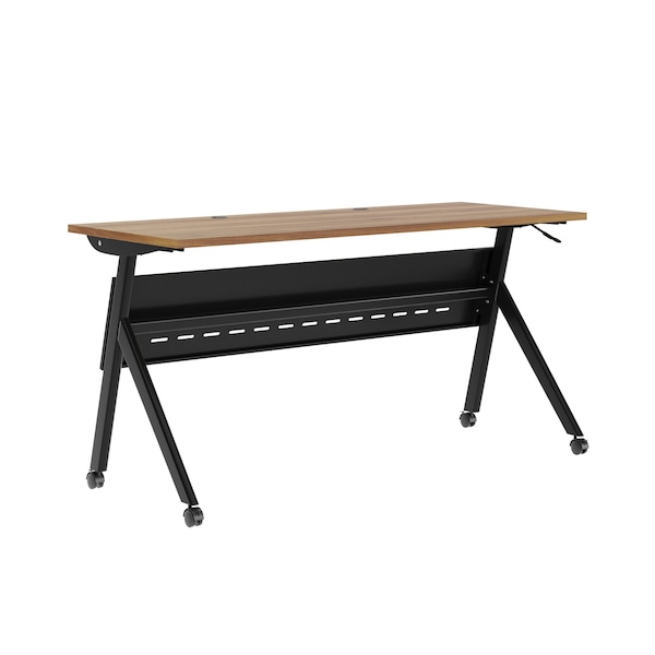 Flash Furniture Davis 60in. x 24in. HD Nesting Table w/Y-Legs, Modesty Panel, 1in. Thick Walnut Tabletop, Blk Frame MT-M6024-Y-LEG-WLNBLK-GG - main