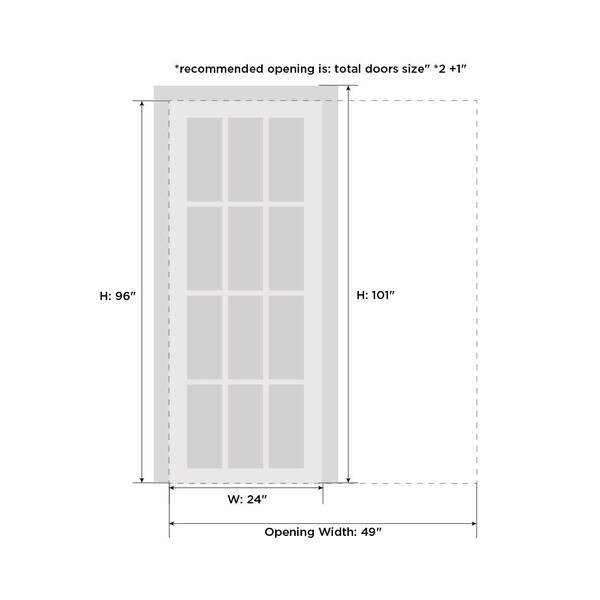 Sartodoors Pocket Interior Door, 24" x 96", White QUADRO4055PD-WS-2496 - main