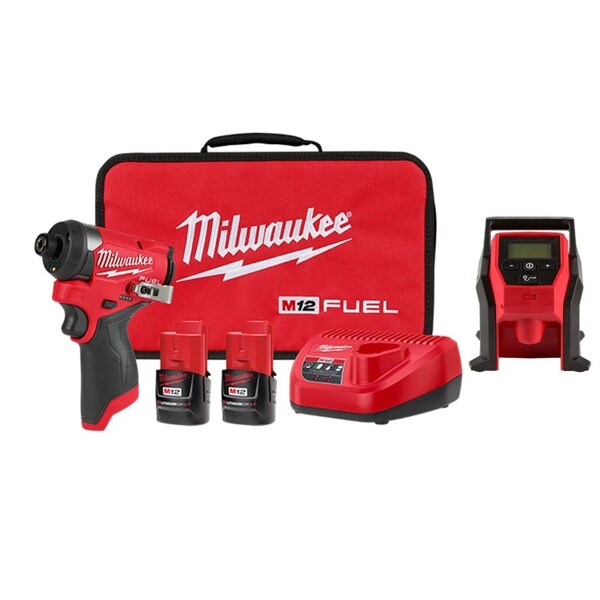 Milwaukee Tool M12 FUEL Impact Driver Kit +M12 Inflator 3453-22, 2475-20 - main