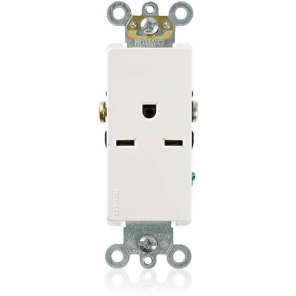 Leviton Commercial Grade Decora Receptacle, 15 Amp, 250 Volt 16641-W - main