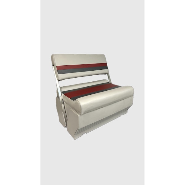 Horizon Mfg Premium Series Pontoon Flip Flop Seat Cushion Set with Base Gray/Red/Charcoal 3013-3020-ABEC - main