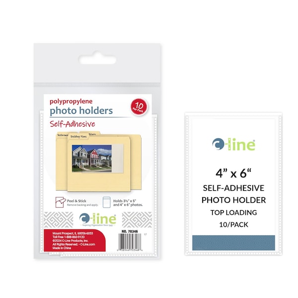 C-Line Products 4" x 6" Clear Self-Adhesive Photo Holders, 10/PK, 5PK/BX, 5BX/CT 70346-BX - main