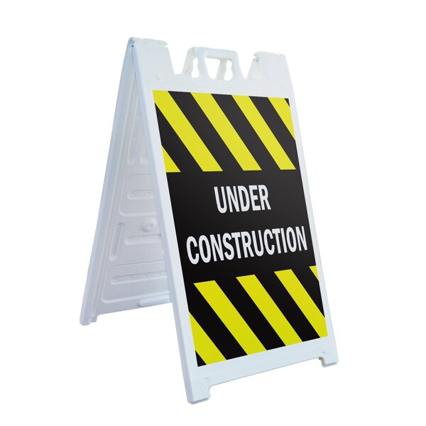 Signmission Under Construction, A-Frame & 2 Decals Installed, Heavy-Duty Plastic Frame SBHD-D-2436-Under Construction - main