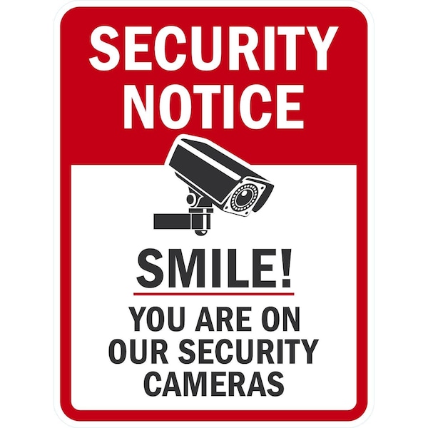 Lyle Security Notice Smile! You're On Our Security Cameras, 18x24, High Intensity Prismatic, White G-10482-HI_18x24 - main