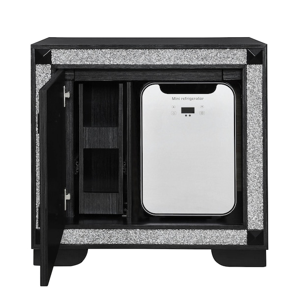 Global Furniture Usa Contemporary Glam Soleil Charcoal Nightstand With Cooler And Speaker SOLEIL-CHARCOAL-NS W/COOLER + SPKR - main