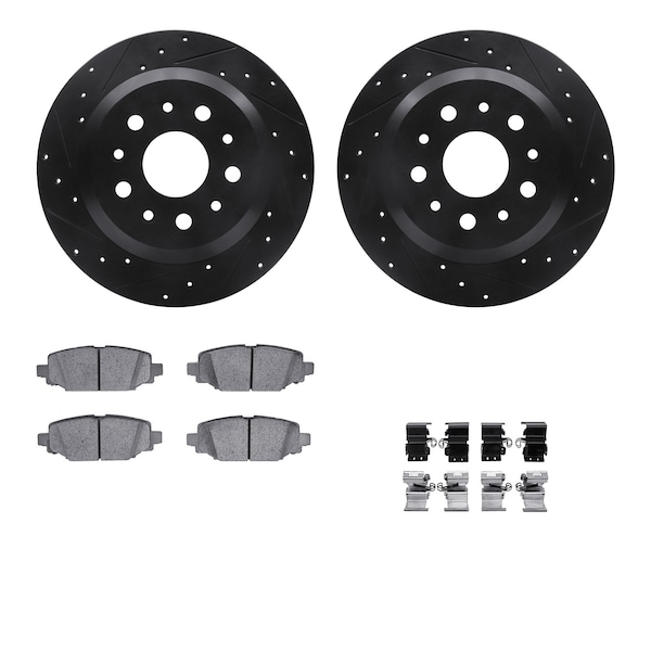 Dynamic Friction Co DFC Brake Rotor Drilled & Slotted - Black- w/Ultimate Duty Brake Pad & HW Kit 8412-42046 - main