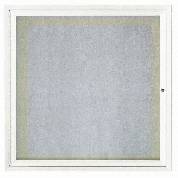 Aarco Outdoor Illuminated Enclosed Bulletin Board w/ Al Frame, Powder Coated White, 36''Hx36''W ODCC3636RIW - main