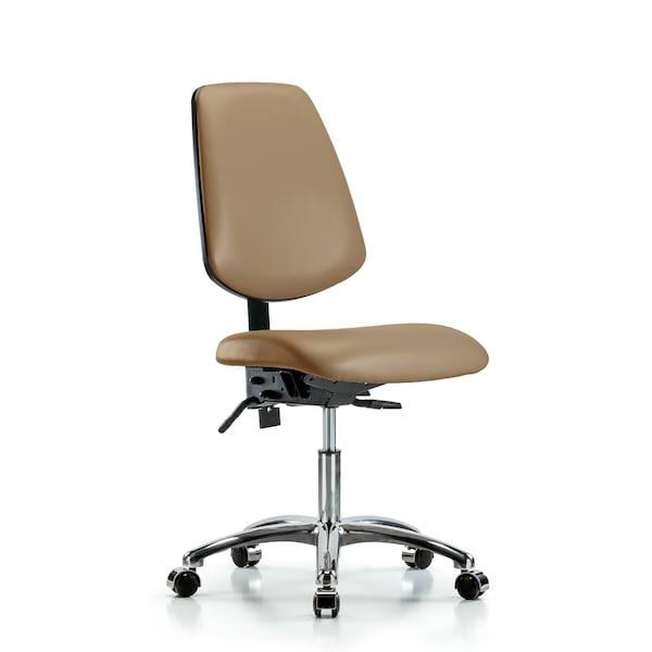 Blue Ridge Ergonomics Desk Chair Desk Chair, Vinyl, Med, Bk, Cast, Taupe, No Arms, 18" to 23" Height, Vinyl, Taupe BR-VDHCH-MB-CR-T1-A0-CC-8584 - main