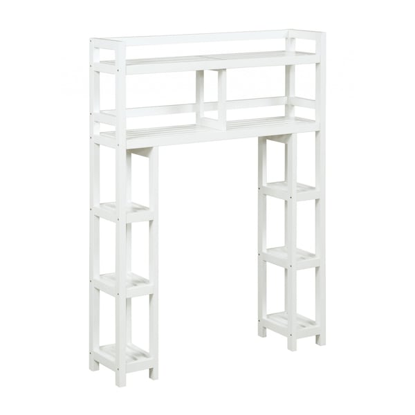 Homeroots White Finish 2 Tier Solid Wood Over Toilet Organizer 380020 - main