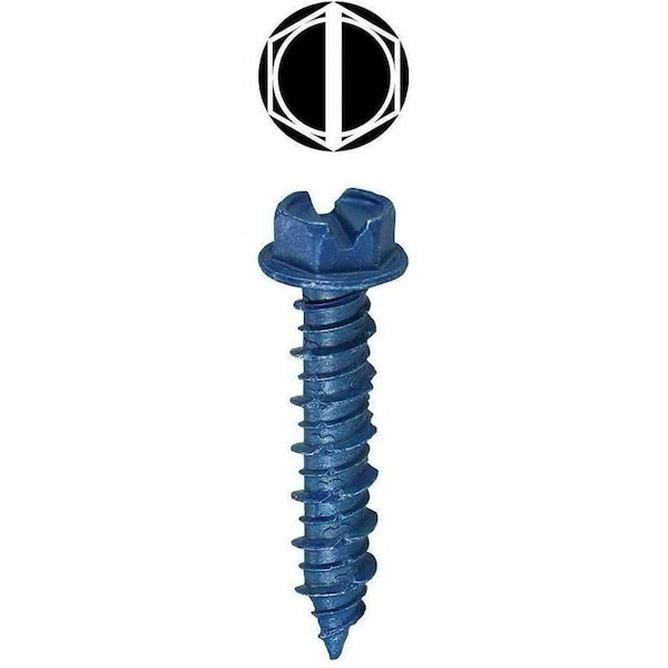 Dottie Concrete Screw, 3/16" Dia., Hex, 2-1/4 in L, Carbon Steel Blue Xylan, 100 PK 36H214 - main