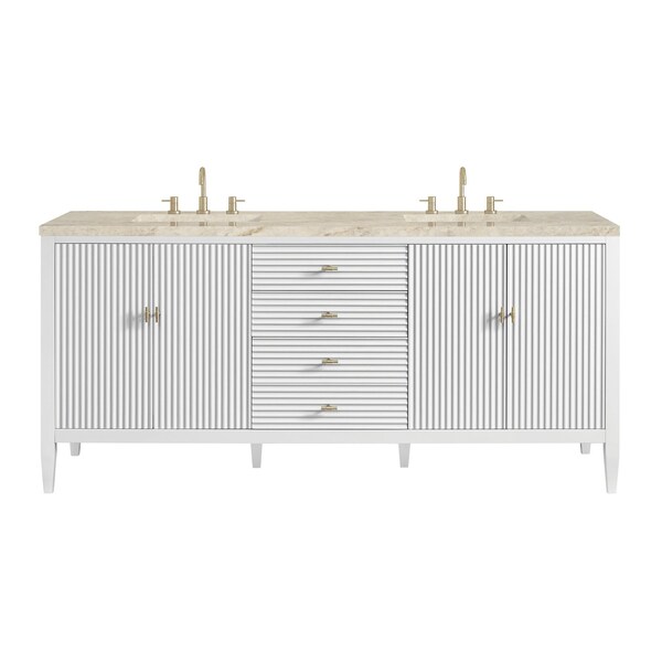 James Martin Vanities Myrrin 72" Vanity, Bright White, w/ 3 CM Tajnar Eclos Top 485-V72-BW-3TJR - main