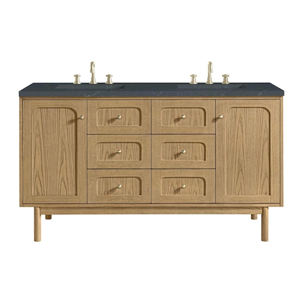 James Martin Vanities Laurent 60 in. Double Vanity, Light Natural Oak, w/ 3 CM Charcoal Soapstone Quartz Top 545-V60D-LNO-3CSP - main