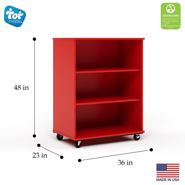 Tot Mate Mobile Wood Cabinet, Red, 36 in W x 36 in L x 48 in H x 23 in D TMM513A.M0C85 - main