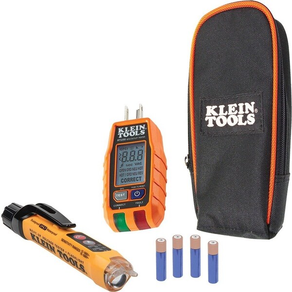 Klein Tools Premium Dual-Range NCVT and GFCI Receptacle Tester Electrical Test Kit RT250KIT - main