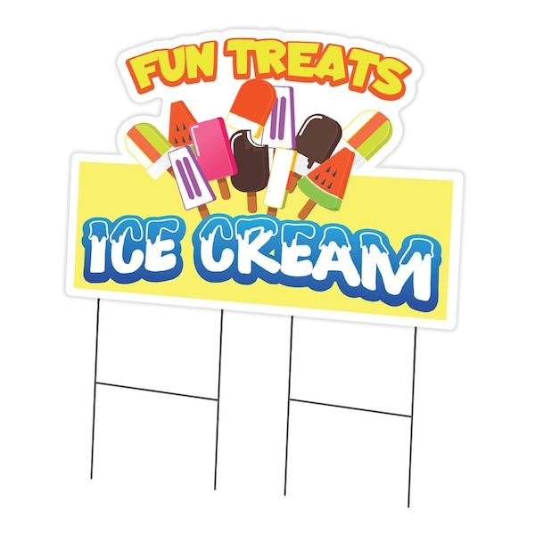Signmission Fun Treats Ice Cream Die Cut Yard & Stake plastic window, 2436-Fun Treats Ice Cream C-DC-2436-DS-Fun Treats Ice Cream19 - main