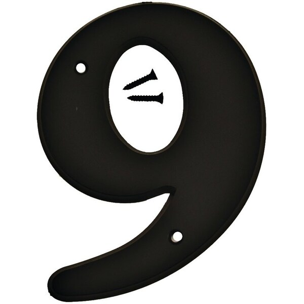 Hy-Ko Number House 9 Plastic 6In Blk 30209 - main