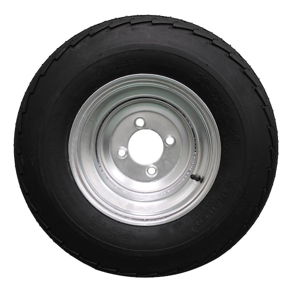 Antego Single 205/65-10 20.5x8.0-10 10 Ply Load Range E Trailer Tire Wheel - 4 Lug Galvanized A1060038057581020580010 - main
