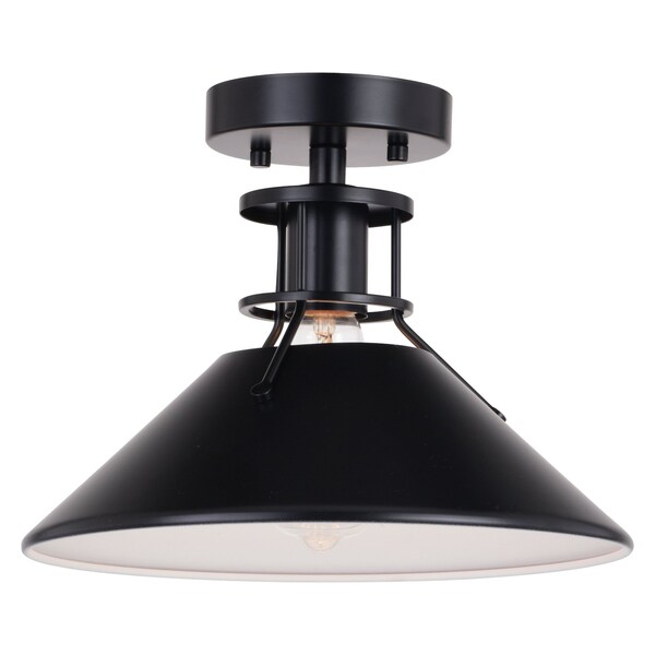 Vaxcel Canton 11.5-in W Black Farmhouse Semi Flush Mount Ceiling Light C0270 - main