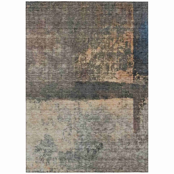Homeroots 3' X 5' Coffee Black And Beige Abstract Washable Indoor Outdoor Area Rug 606086 - main