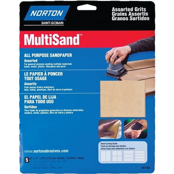 Norton Sandpapr All Pur Asst 5PK 07660747765 - main