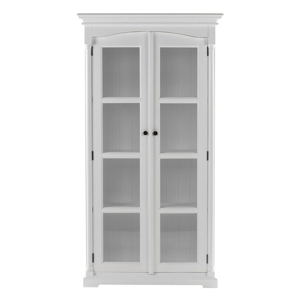 Homeroots 39" Off White Solid Wood Frame Curio Cabinet With Glass Doors 523200 - main