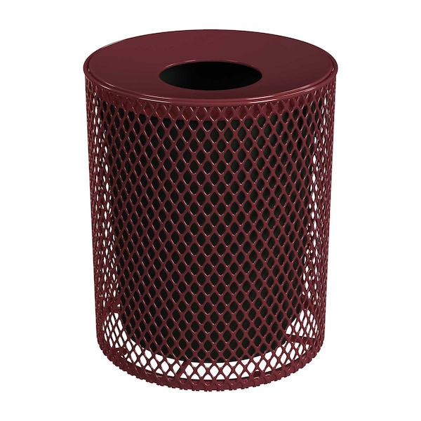 Leisure Craft 32 Gallon Receptacle with Lid and Liner, Expanded Metal, Portable, Burgundy 32EXPLNSML-BURGUNDY - main