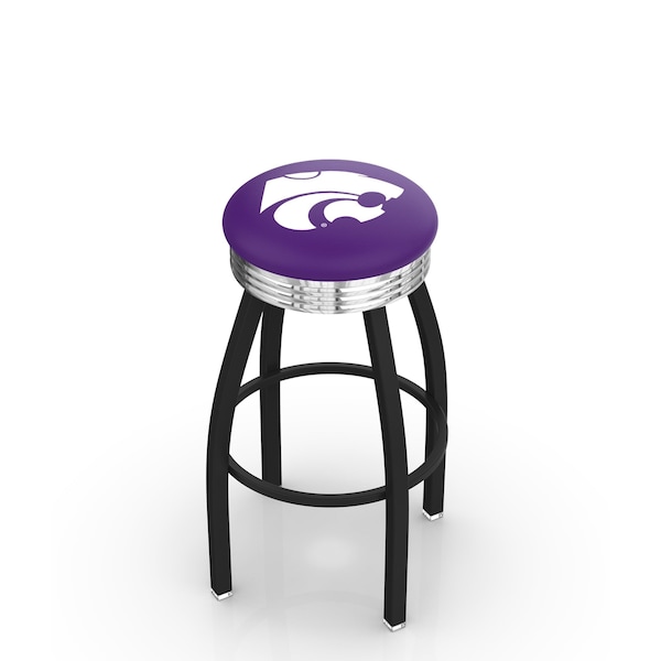 Holland Bar Stool Co 30" Blk Wrinkle Kansas State Swivel Bar Stool, Chrome Ring L8B3C30KnsasS - main