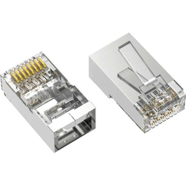 Axiom RJ45 CAT6 SHIELDED FEED-THRU PLUG SOLID/STRANDED WIRE 50 MICRON 100-PK RJ45C6SF100-AX - main