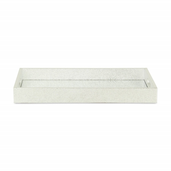 Homeroots 16in Silver Rectangular Wood Handmade Tray With Handles 483293 - main