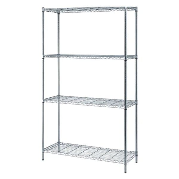 Quantum Storage Systems Wire Shelving Unit, 18"D x 48"W x 72"H, 4 Shelves, Chrome RWR72-1848LD - main