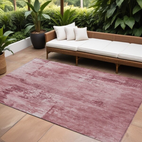 Homeroots 8' X 10' Blush And Ivory Abstract Washable Indoor Outdoor Area Rug 602692 - main