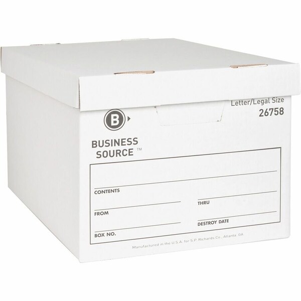 Business Source File Box, Wht, Corrugated Fiberboard, PK12 BSN26758 - main