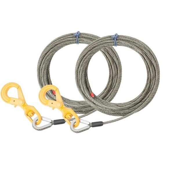 Mytee Products 7/16in x 100ft Winch Cable Rope Wrecker Tow Truck Rollback - Steel Core 18100lbs BS, 2PK WW716-100x2 - main