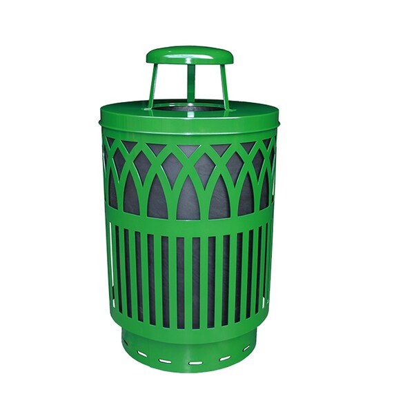 Witt Industries Green Outdoor Receptacle with Laser Cut Design with Rain Cap COV40P-RC-GN - main