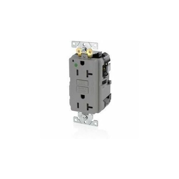Leviton ModularRcptcl, 20A, 125VAC, Gry, Polycarb MGFN2-HGG - main
