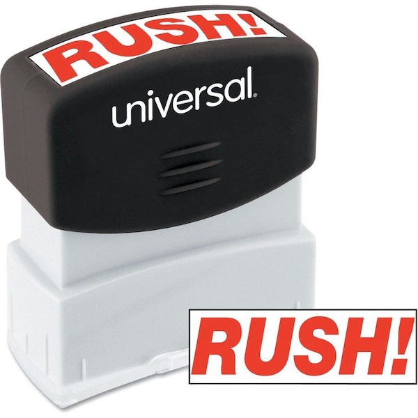 Universal Message Stamp, RUSH, Pre-Inked/Re-Inkable, Red UNV10069*** - main
