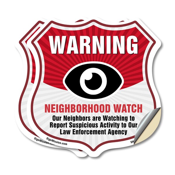 Signmission Neighborhood Crime Watch Shield Sign War, 18 inch X 18 inch, Vinyl Decal, 2PK SHI-D-2PACK-18-387 - main