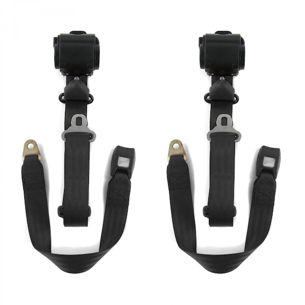 Geared2Golf Black Retractable Bucket Seat Belt Kit for 1975-1991 Ford Van Standard 3 Point - 2 Belts GE2252127 - main