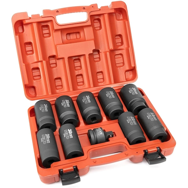 Neiko 1/2'' Drive 12-Point CrMo Steel Socket Set, 10-Pieces, 29-39 mm Metric Size 02531A - main