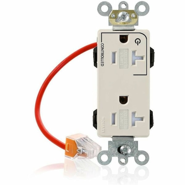 Leviton Straight Blade Receptacle, 5-20R, 20 A, 125V AC, Flush Mount, Self-Grounded MT163-1CT - main
